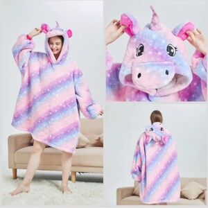 Rainbow Unicorn Hooded Blanket Sweatshirt